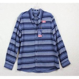 New Men's Chaps Classic-Fit  Performance Flannel Button-Down Shirt XL Blue